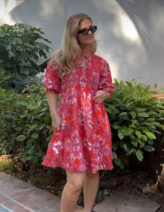 Ella Smockdress - red paisley (RAH)