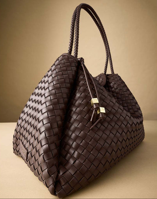 Nova hand woven large shoulder bag - Chcocolate