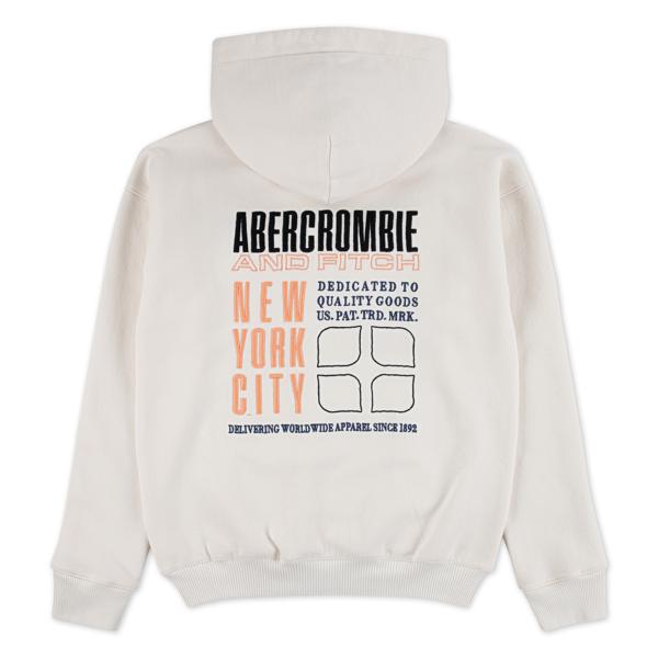 Abercrombie & Fitch -  Pullover Hoodie - Jet Stream / Off-White