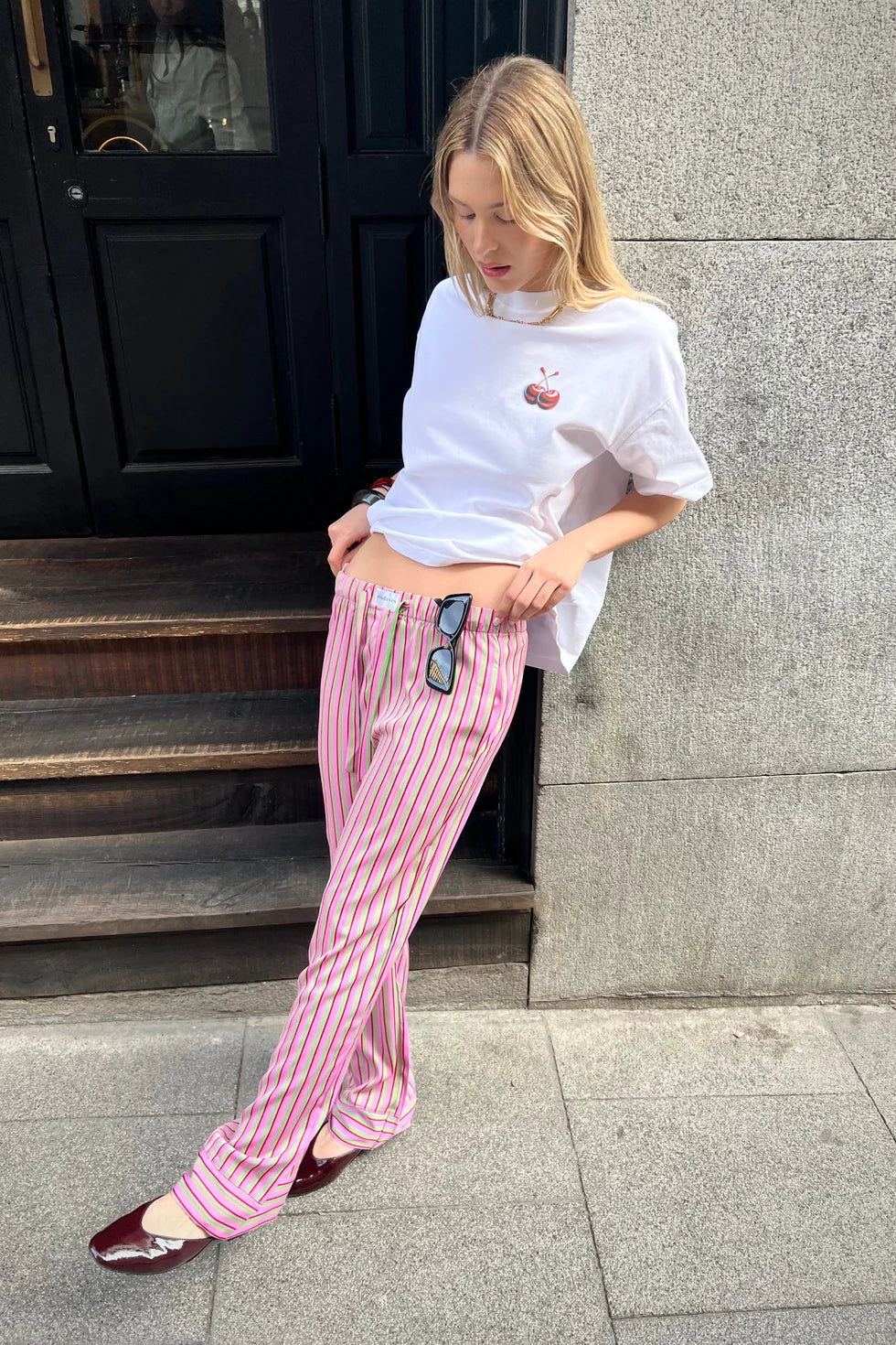 MINTEYES - Alex Satin Long Pants - Pinkstripes