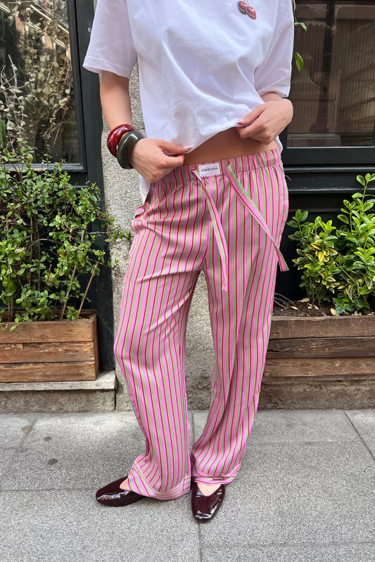 MINTEYES - Alex Satin Long Pants - Pinkstripes