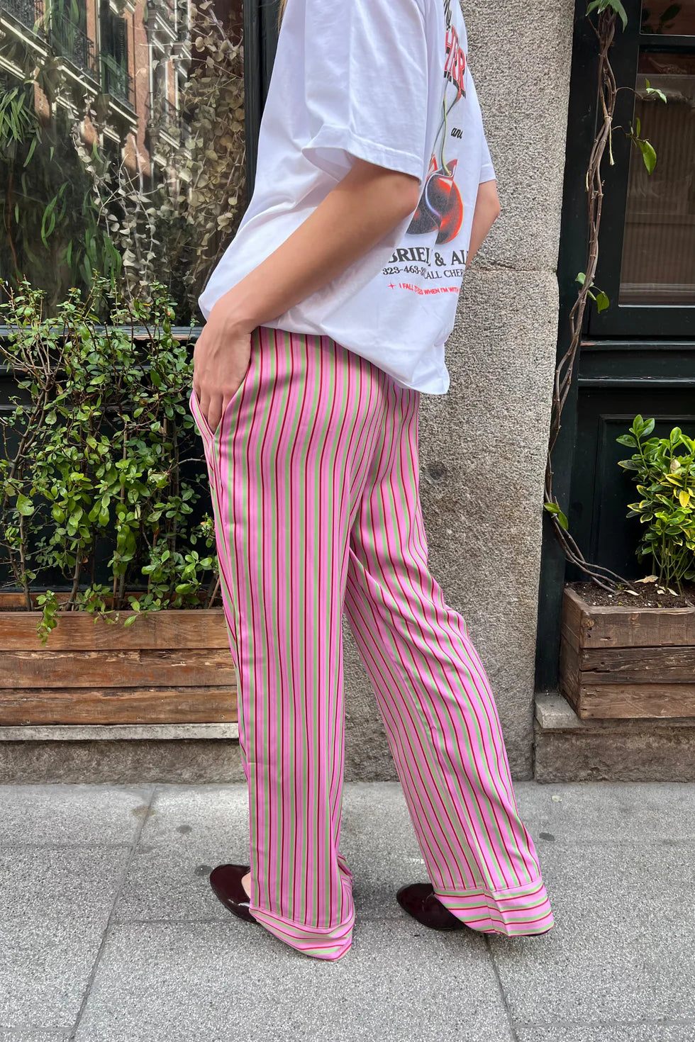 MINTEYES - Alex Satin Long Pants - Pinkstripes