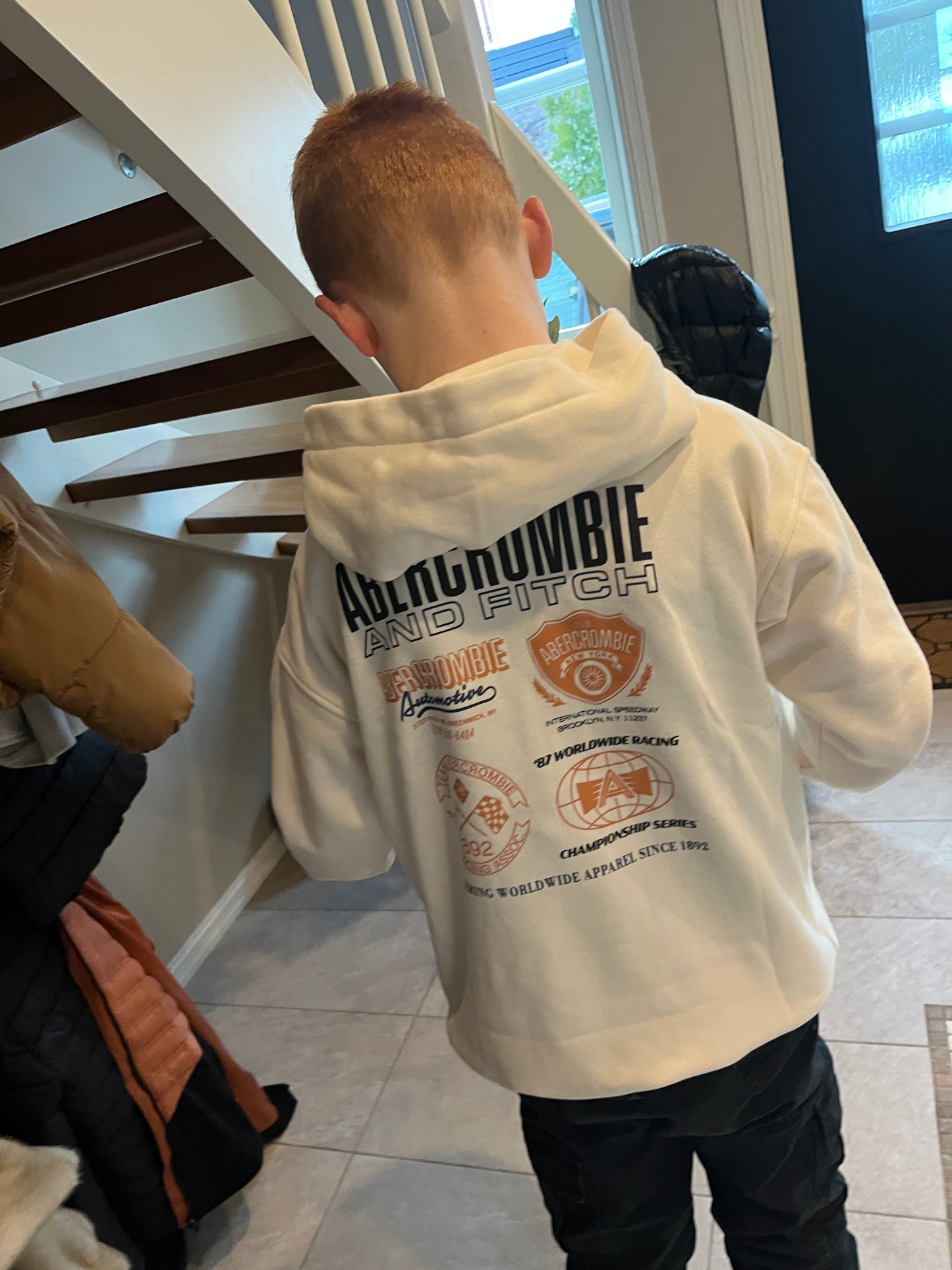 Abercrombie & Fitch -  Pullover Hoodie - Jet Stream / Off-White