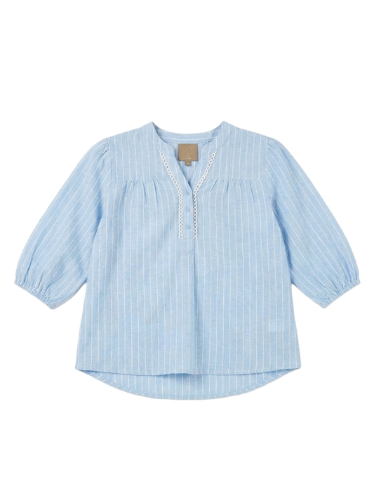 KOPENHAKEN - Elba Blouse - Light blue/white
