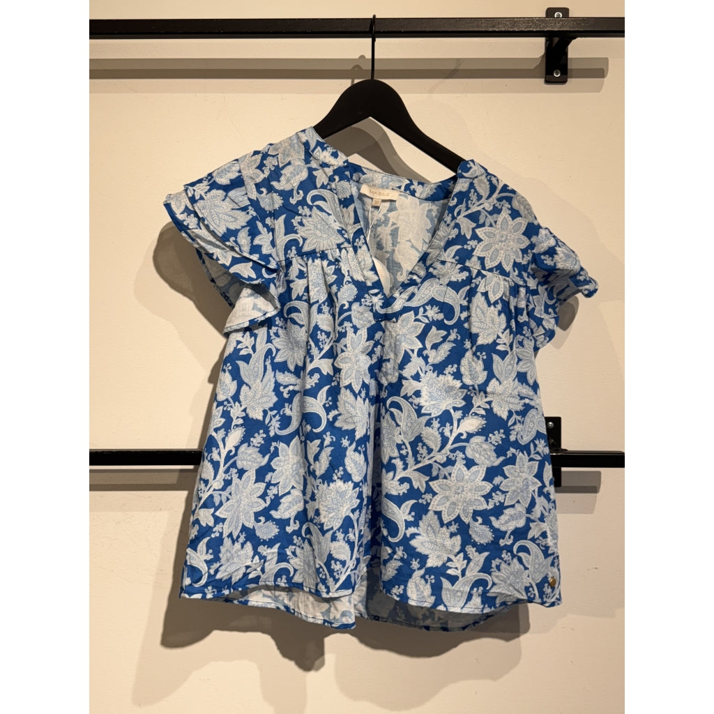 RAH OSLO - Betty Top Printed - Royal Blue Paisley Print