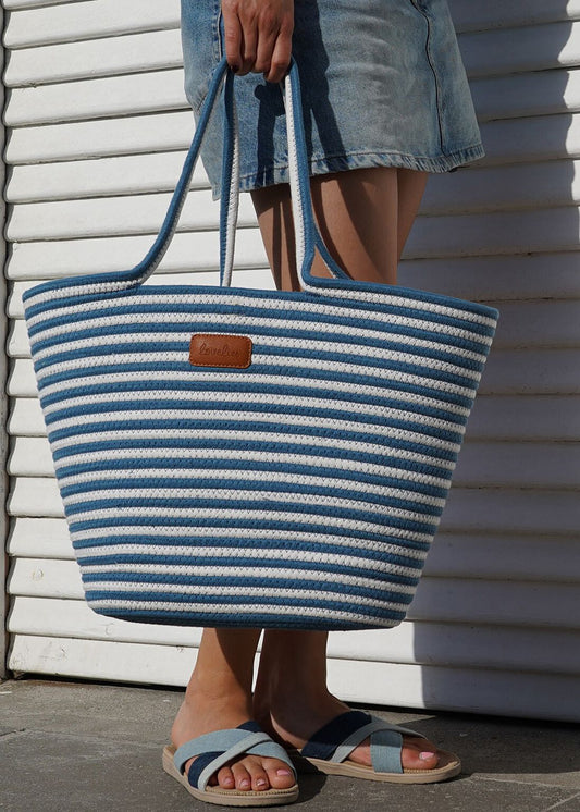 LOVELIES - Capri Cotton Tote - Navy/White (55 x 35cm)