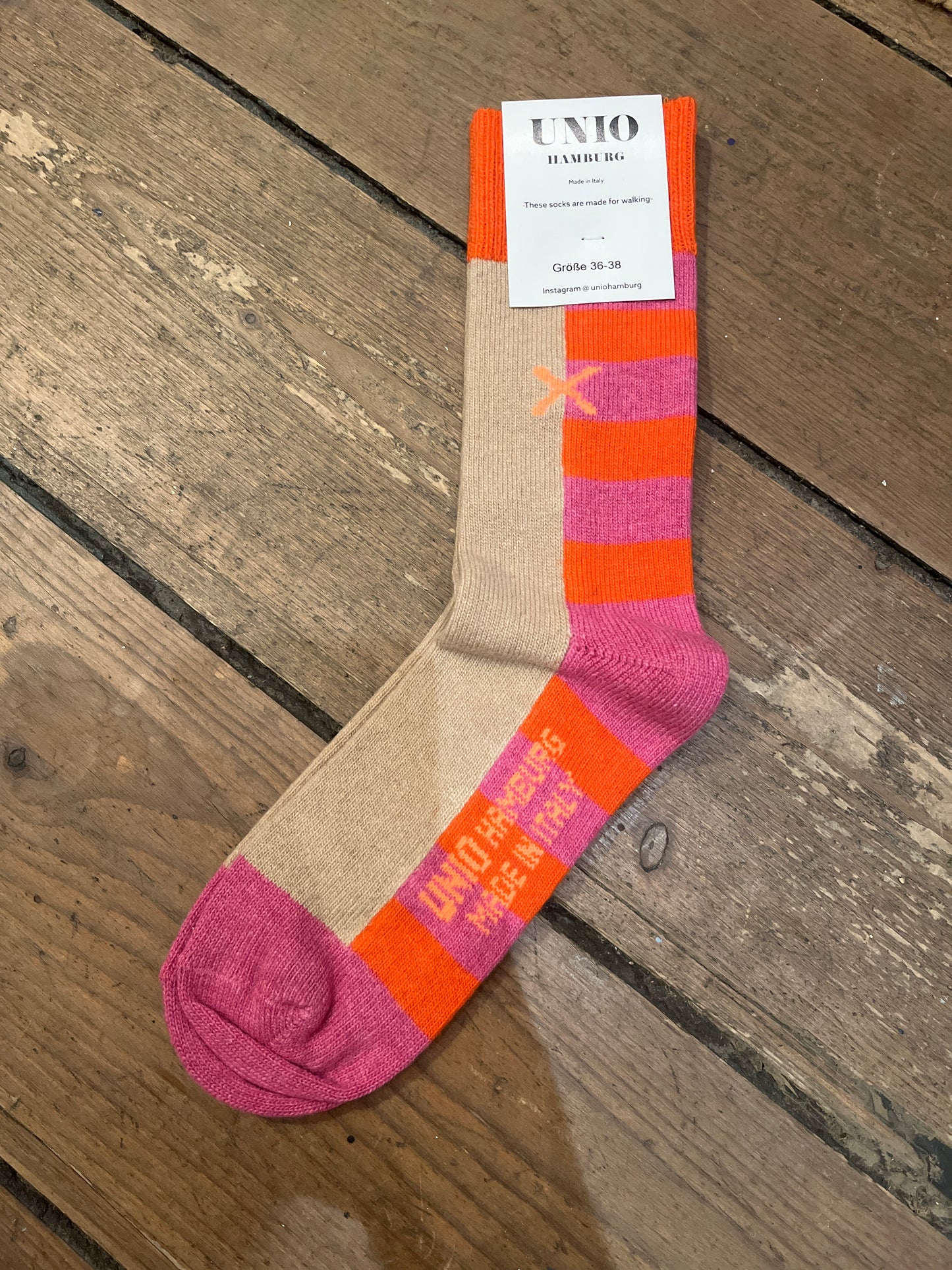Ullsokker - Cross rosa/oransje/beige