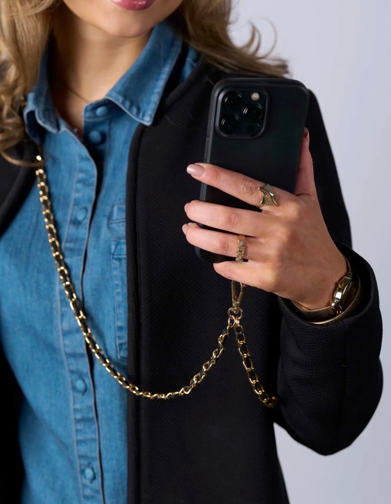 NORWAY DESIGNstudio - Mobilstropp Lenke Gull/sort "chanel" lang