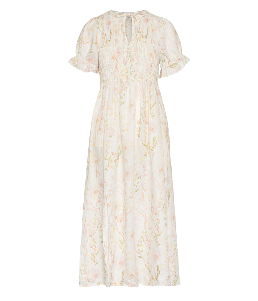 RAH OSLO - Eva Dress Printed - Pink Yellow Flower Print