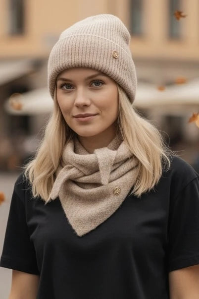 NORWAY DESIGNstudio - Strikket skjerf ullmix - taupe melert