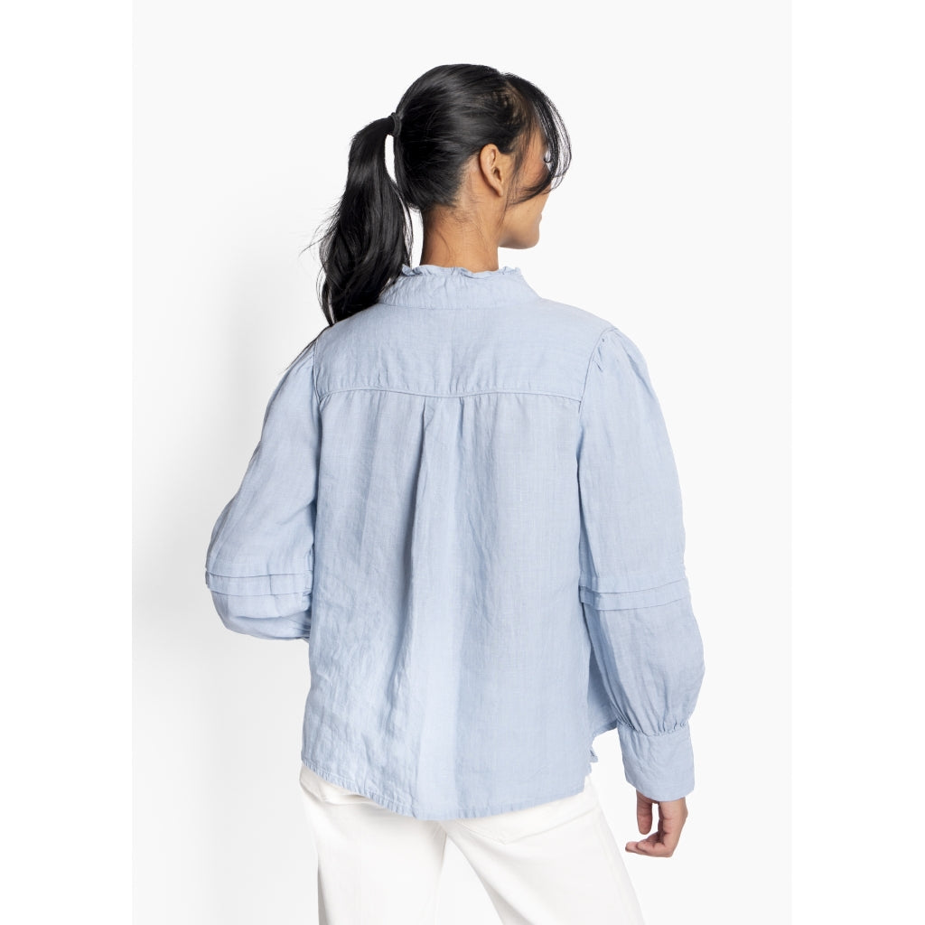SARI Linen Blouse - Faded Denim