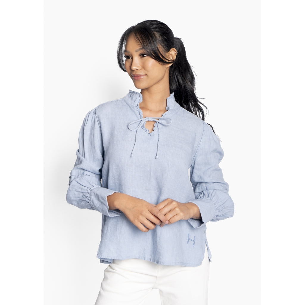 SARI Linen Blouse - Faded Denim