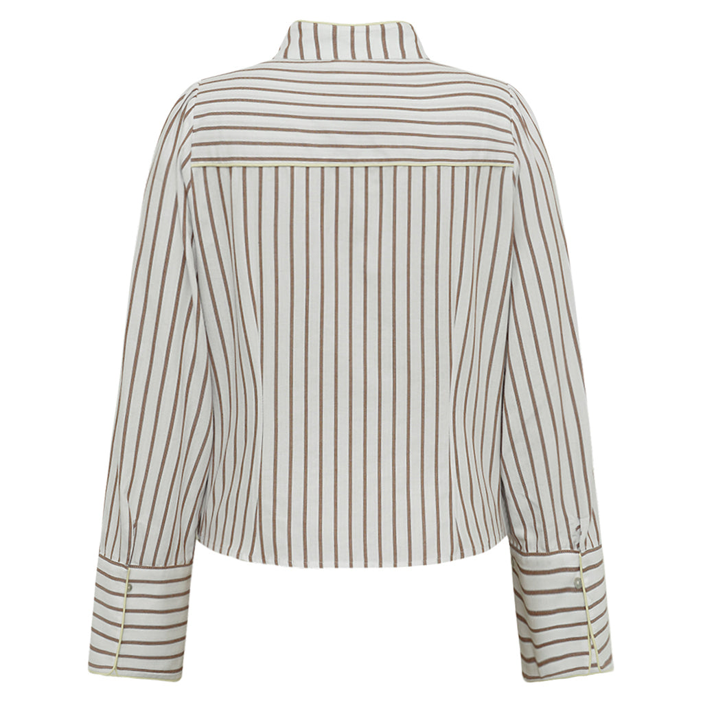 GOSSIA - NicoGO Shirt - Off-white/Brown stripes