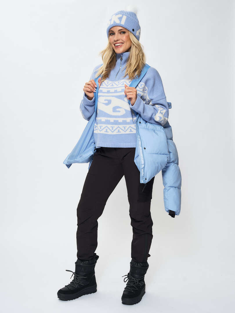EMILIE VOE NERENG - Lygna wool blend half-zip - Frozen Fjord