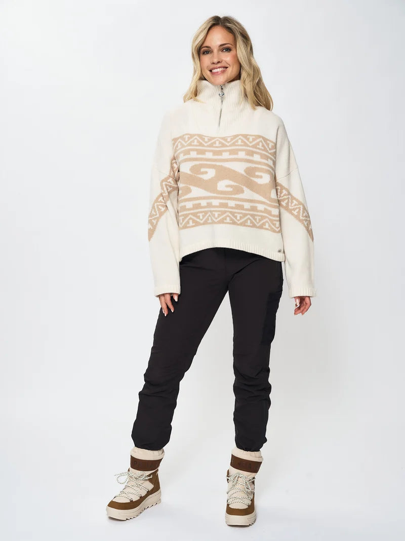 EMILIE VOE NERENG - Lygna wool blend half-zip - Gardenia