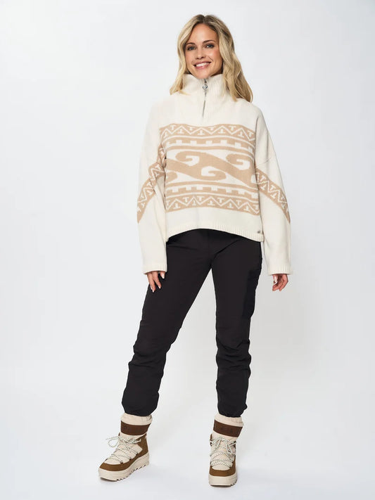 EMILIE VOE NERENG - Lygna wool blend half-zip - Gardenia