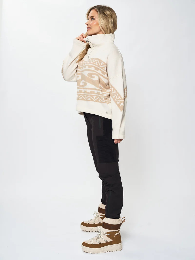 EMILIE VOE NERENG - Lygna wool blend half-zip - Gardenia