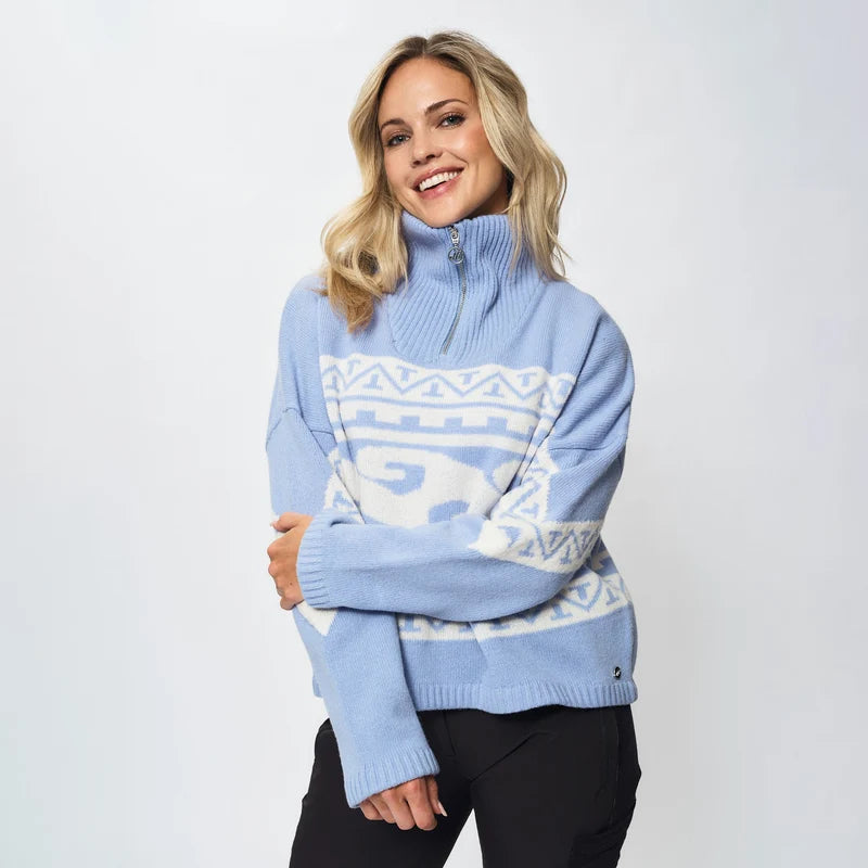 EMILIE VOE NERENG - Lygna wool blend half-zip - Frozen Fjord