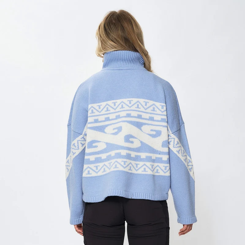 EMILIE VOE NERENG - Lygna wool blend half-zip - Frozen Fjord
