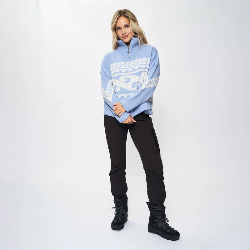 EMILIE VOE NERENG - Lygna wool blend half-zip - Frozen Fjord