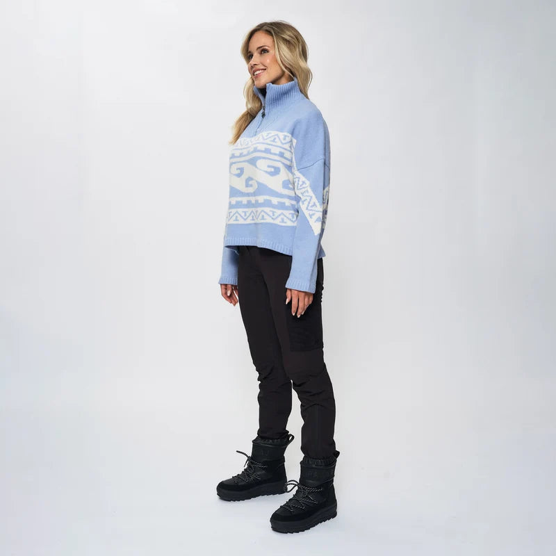 EMILIE VOE NERENG - Lygna wool blend half-zip - Frozen Fjord
