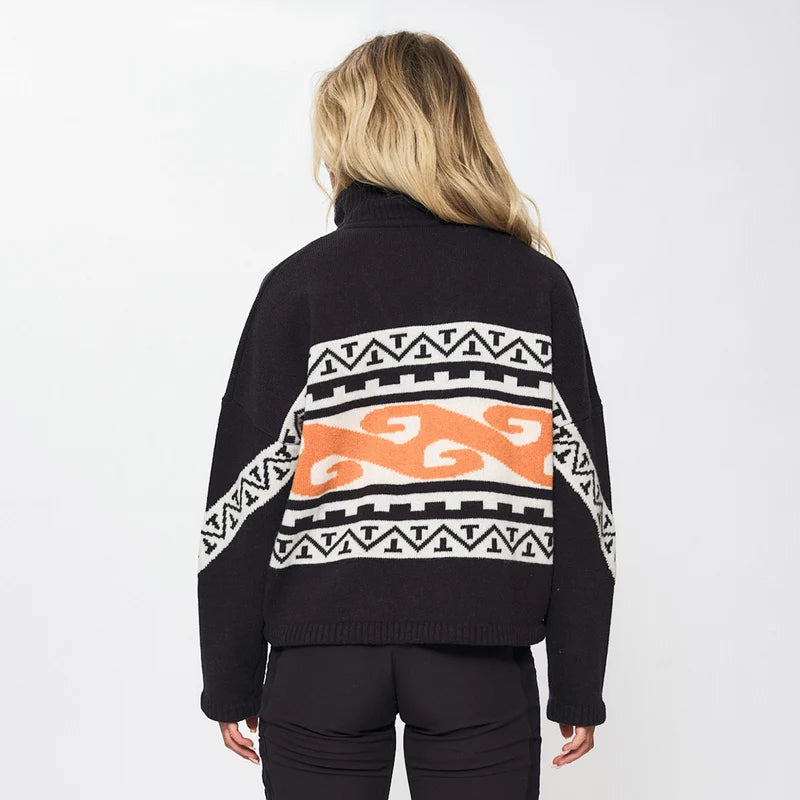 EMILIE VOE NERENG - Lygna wool blend half-zip - Black
