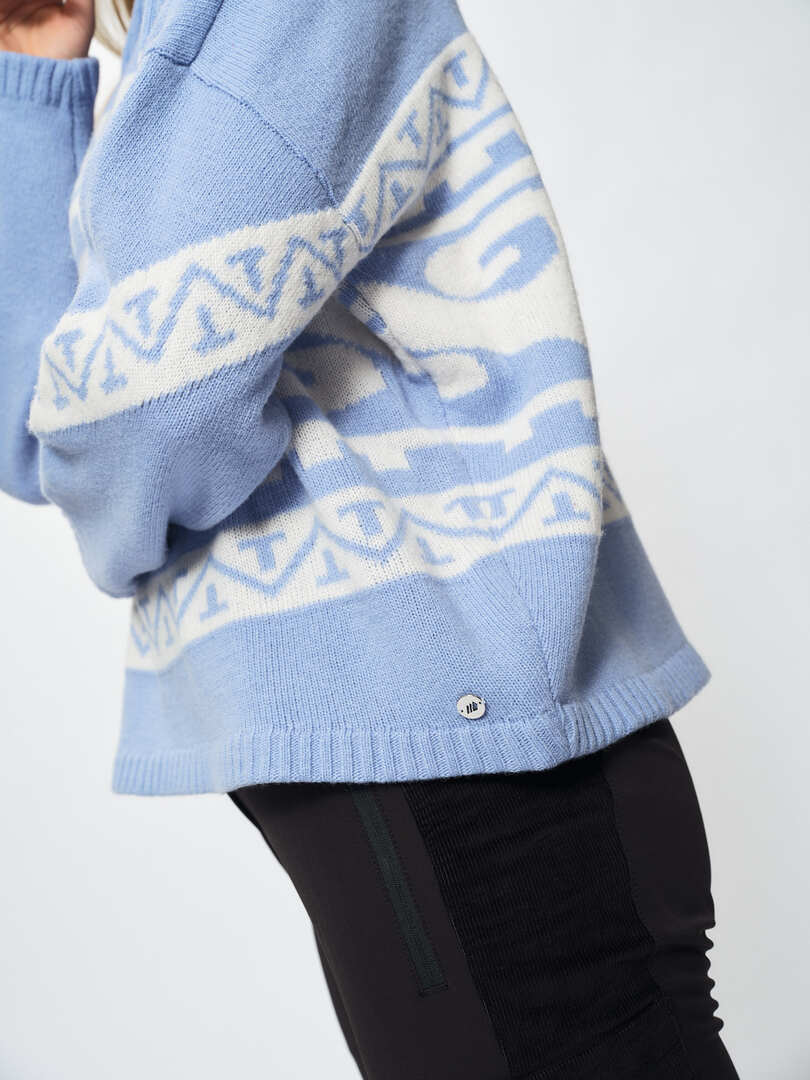 EMILIE VOE NERENG - Lygna wool blend half-zip - Frozen Fjord