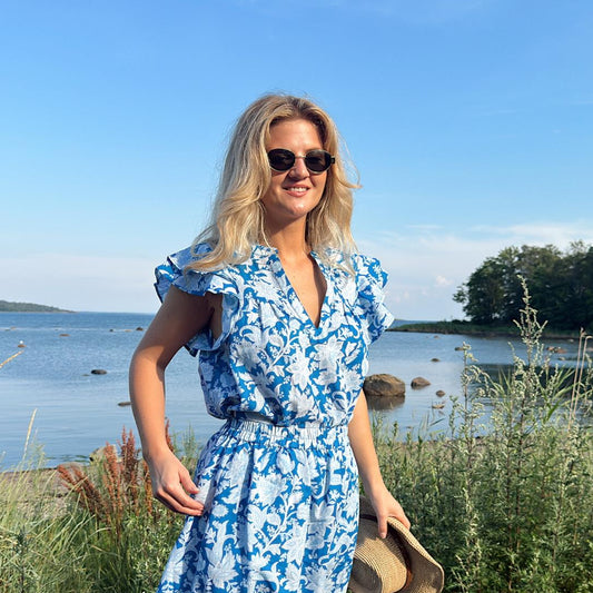 RAH OSLO - Betty Top Printed - Royal Blue Paisley Print