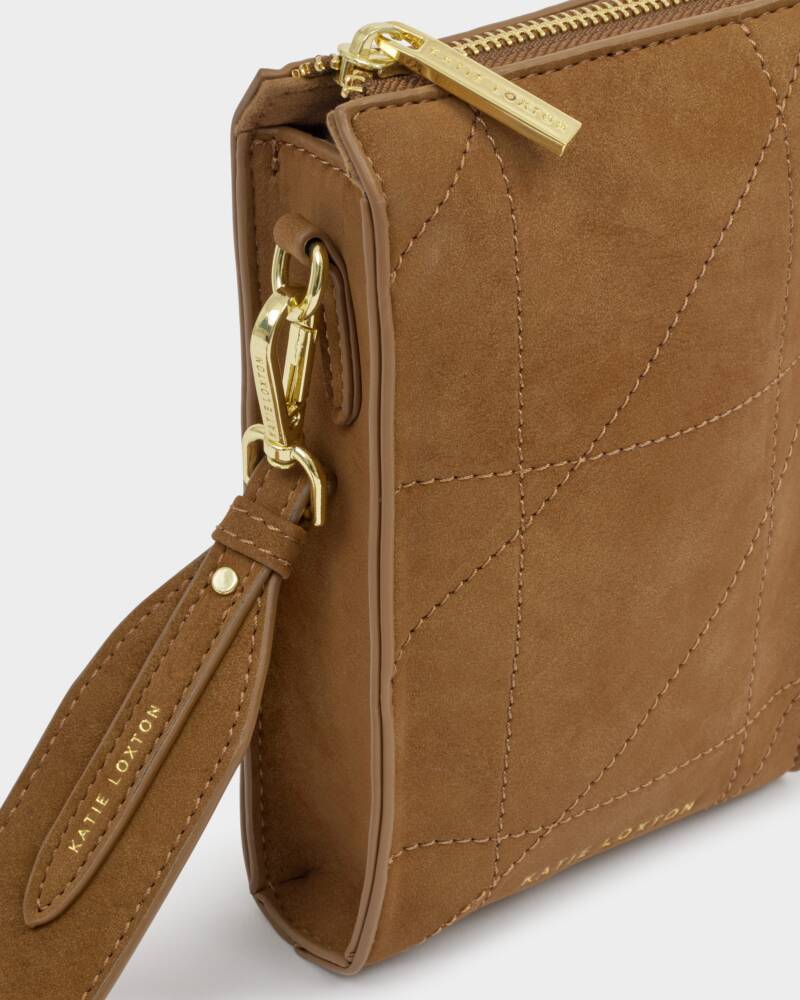 KATIE LOXTON - Avery Slim Crossbody bag - Caramel/Quilted Suedette