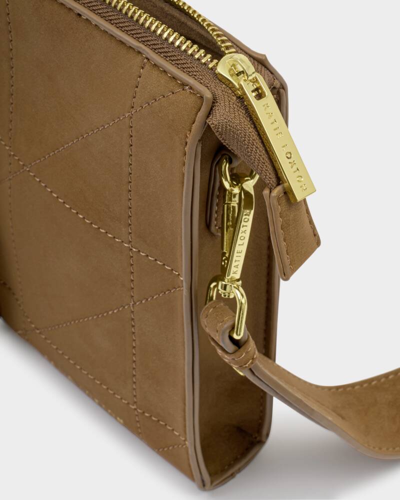 KATIE LOXTON - Avery Slim Crossbody bag - Caramel/Quilted Suedette