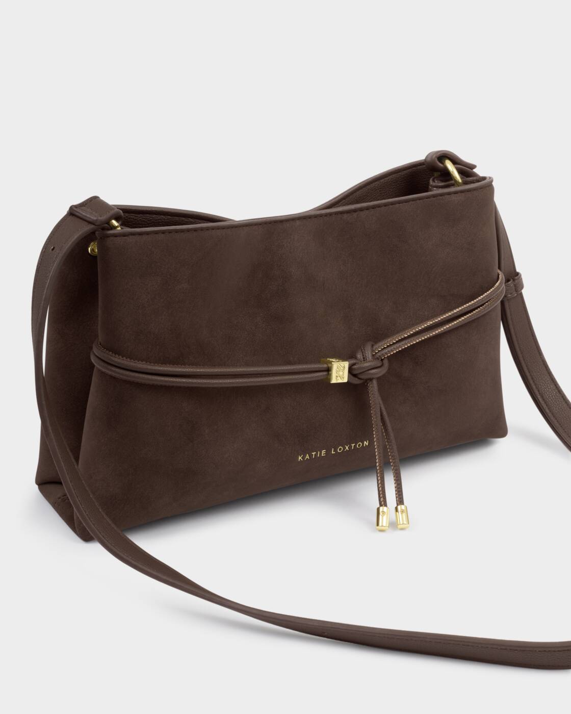 KATIE LOXTON - LORI Crossbody bag - Bitter Chocolate Suedette (16 x 27 cm)