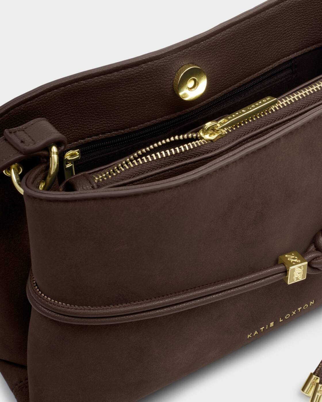 KATIE LOXTON - LORI Crossbody bag - Bitter Chocolate Suedette (16 x 27 cm)