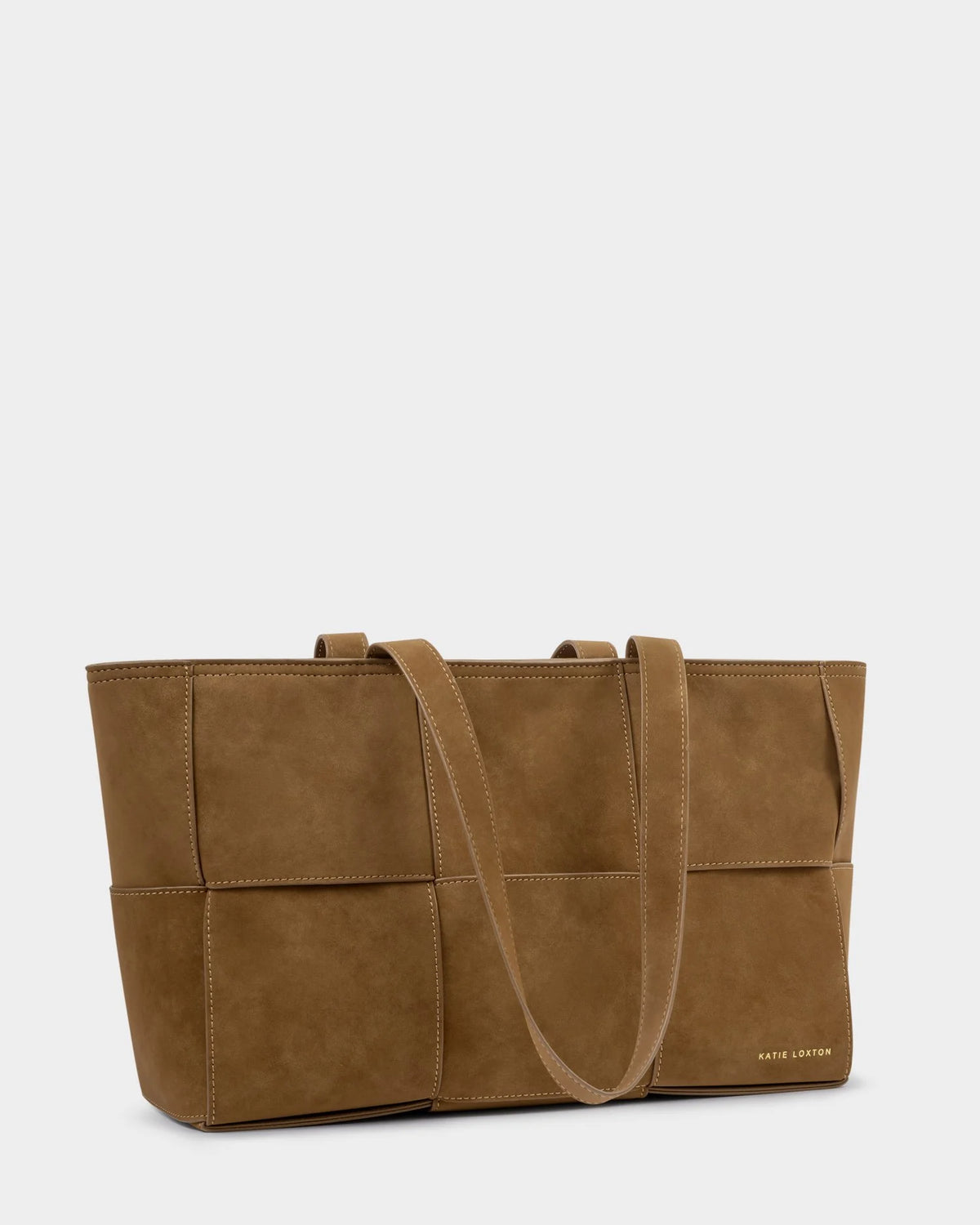 KATIE LOXTON - TAYA WOVEN SUEDETTE TOTE BAG - Caramel Suedette (24 x 37 x 12)