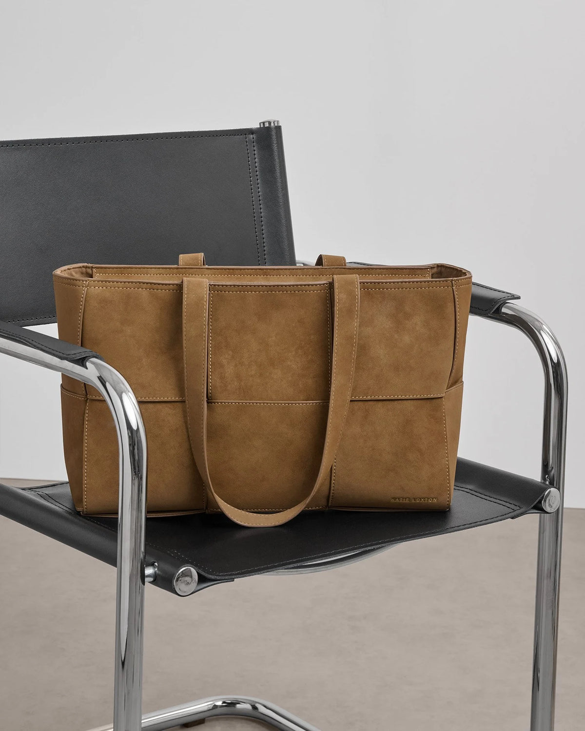 KATIE LOXTON - TAYA WOVEN SUEDETTE TOTE BAG - Caramel Suedette (24 x 37 x 12)