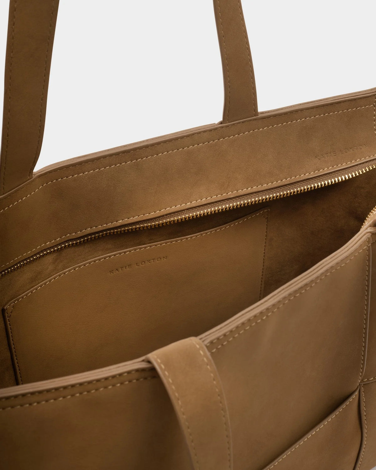 KATIE LOXTON - TAYA WOVEN SUEDETTE TOTE BAG - Caramel Suedette (24 x 37 x 12)