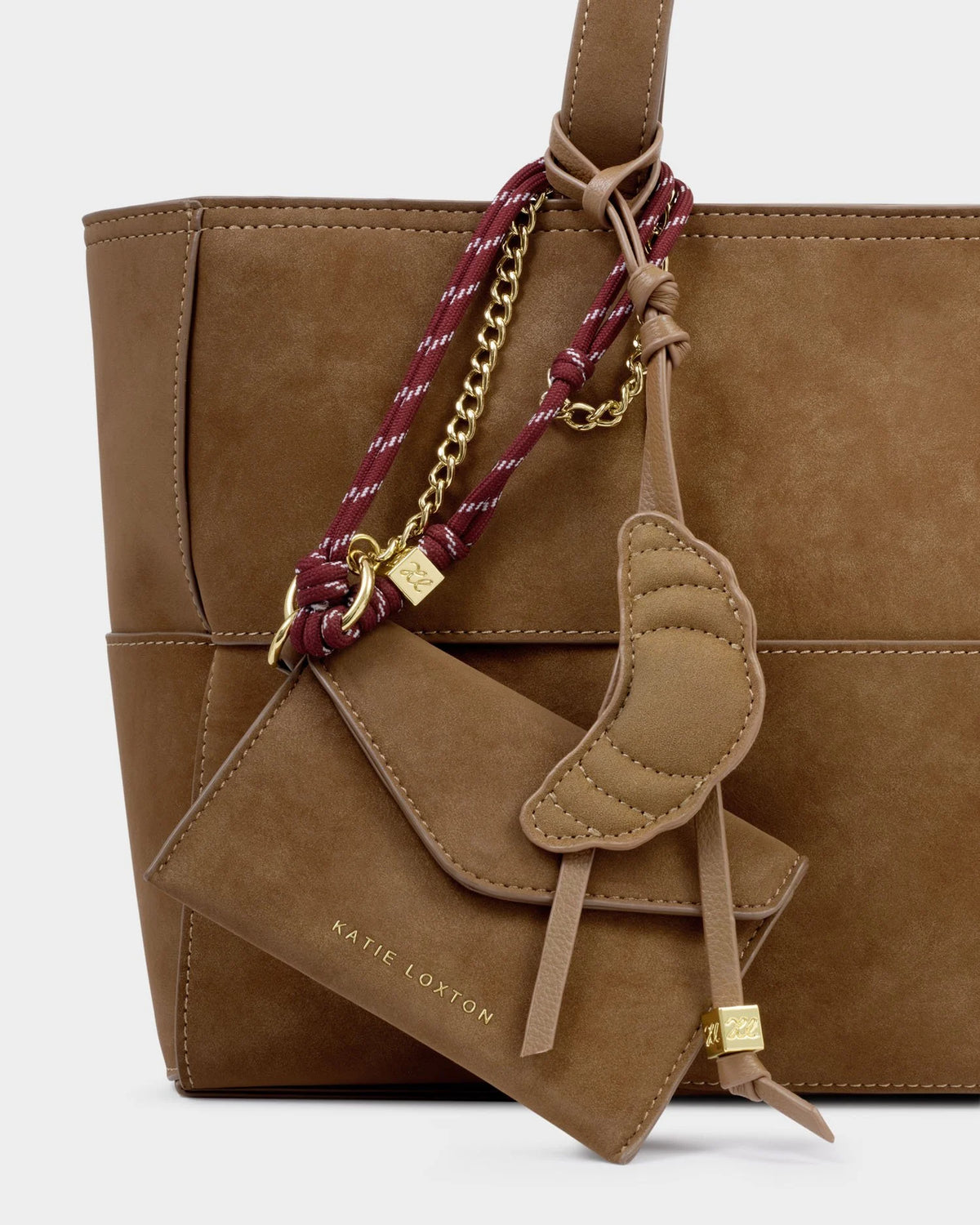 KATIE LOXTON - TAYA WOVEN SUEDETTE TOTE BAG - Caramel Suedette (24 x 37 x 12)