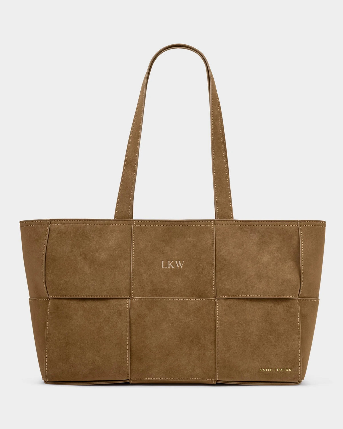 KATIE LOXTON - TAYA WOVEN SUEDETTE TOTE BAG - Caramel Suedette (24 x 37 x 12)