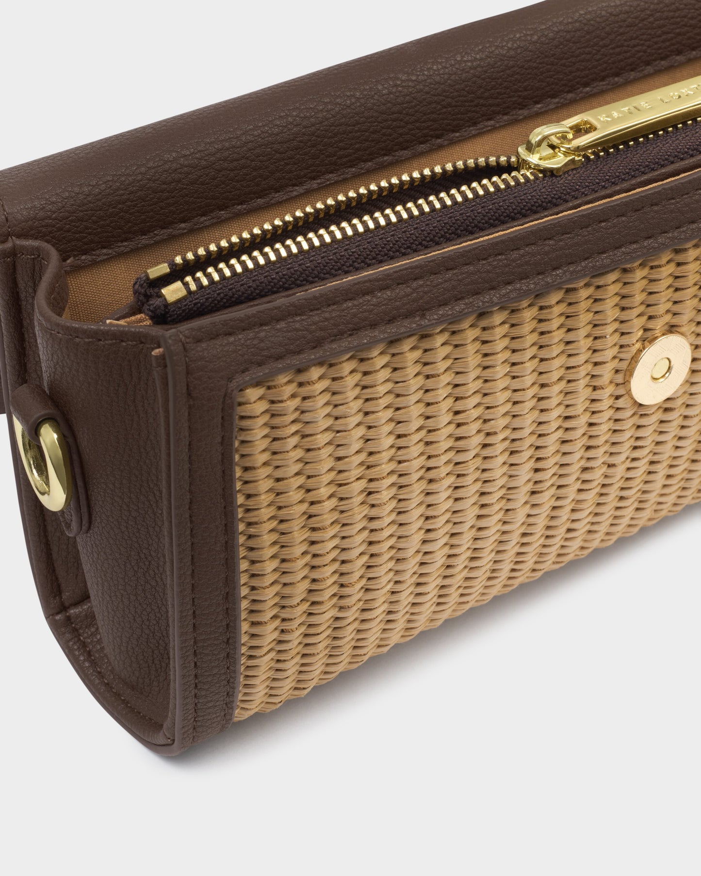KATIE LOXTON - Glasses and cardholder case - Raffia/Bitter chocolate