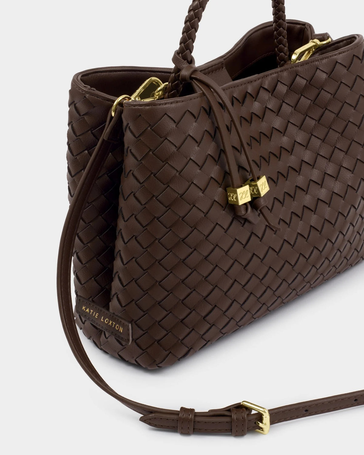 KATIE LOXTON - NOVA HAND WOVEN TOP HANDLE BAG - Chocolate (19 x 26,5 x 12,5)