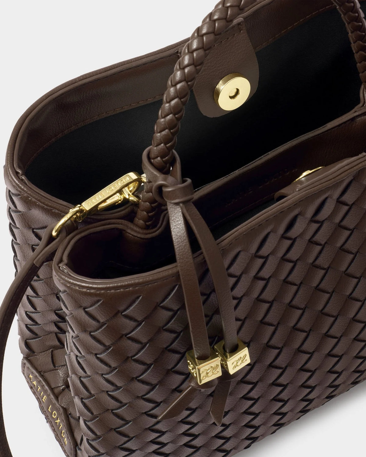 KATIE LOXTON - NOVA HAND WOVEN TOP HANDLE BAG - Chocolate (19 x 26,5 x 12,5)