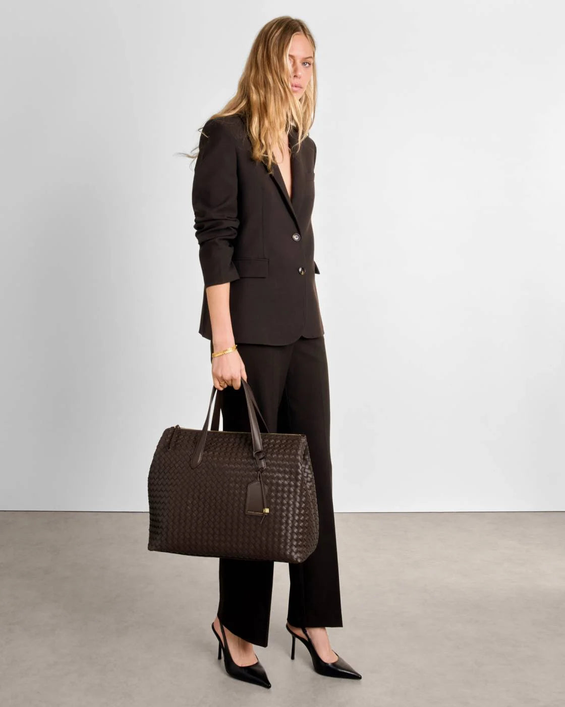 KATIE LOXTON - MILAN Hand Woven Cabin Bag - Chocolate