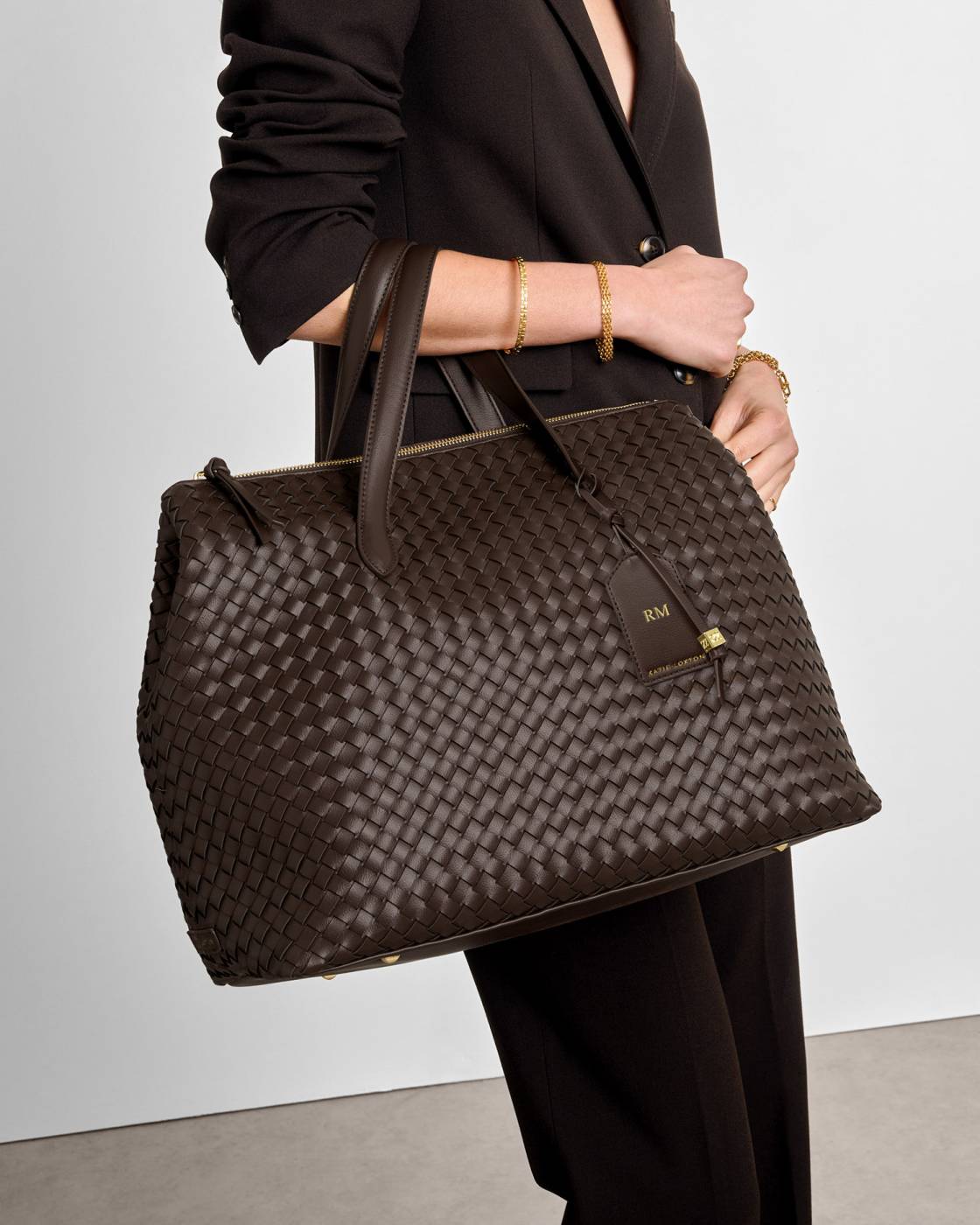 KATIE LOXTON - MILAN Hand Woven Cabin Bag - Chocolate