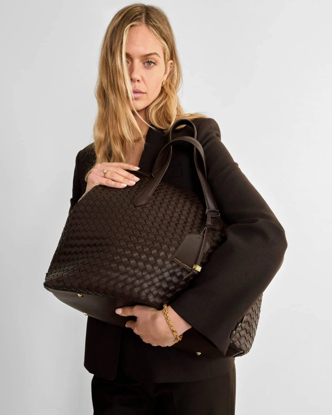 KATIE LOXTON - MILAN Hand Woven Cabin Bag - Chocolate
