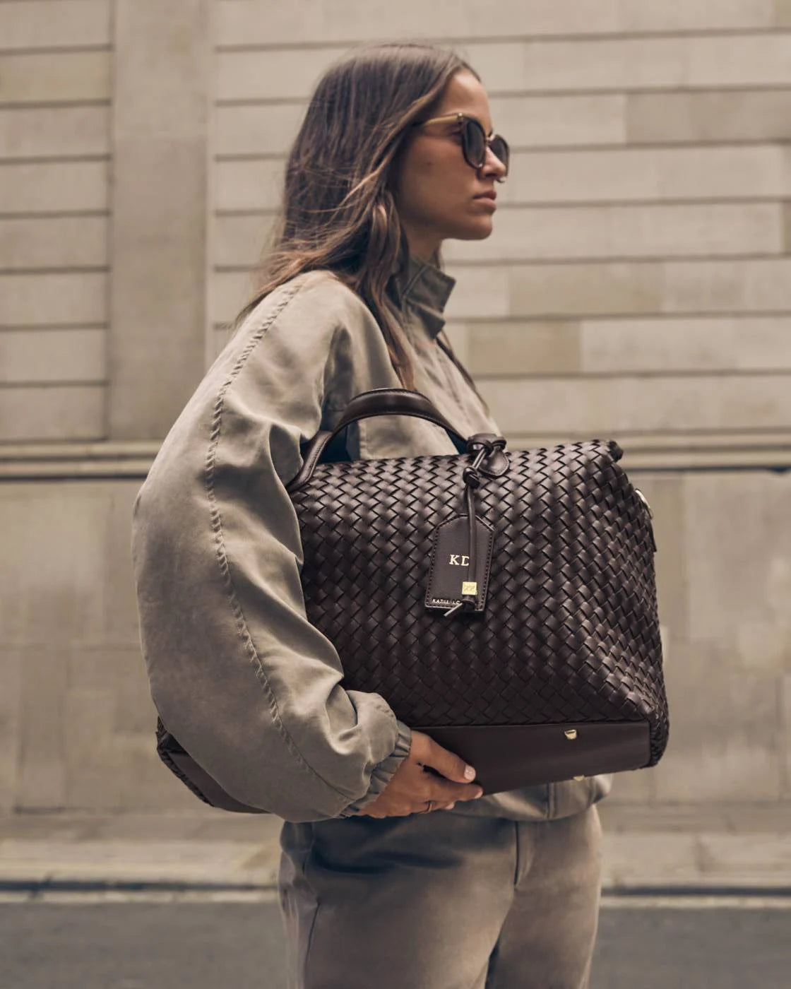 KATIE LOXTON - MILAN Hand Woven Cabin Bag - Chocolate