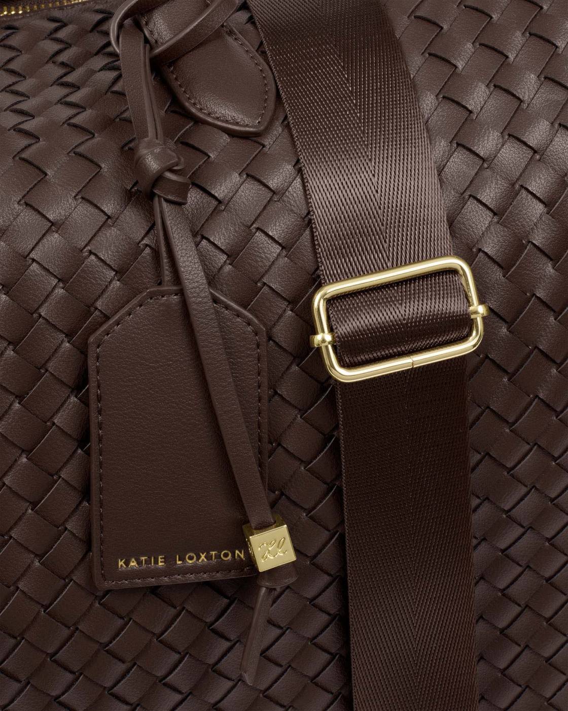 KATIE LOXTON - MILAN Hand Woven Cabin Bag - Chocolate