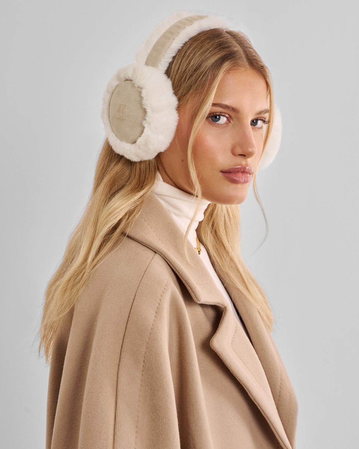 KATIE LOXTON - FAUX SUEDE Earmuffs - Taupe/CremE