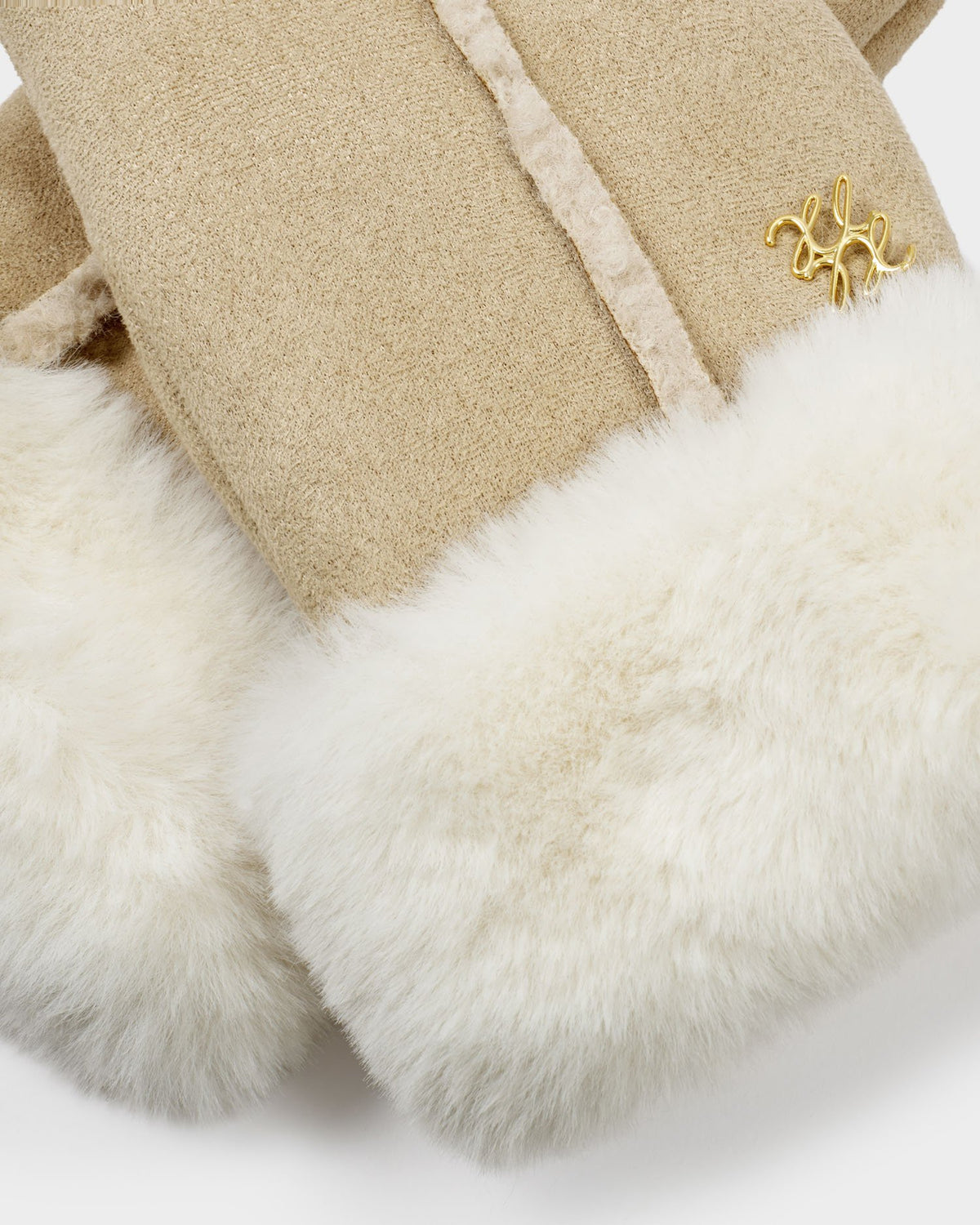 KATIE LOXTON - FAUX SUEDE Mittens/Creme - Taupe