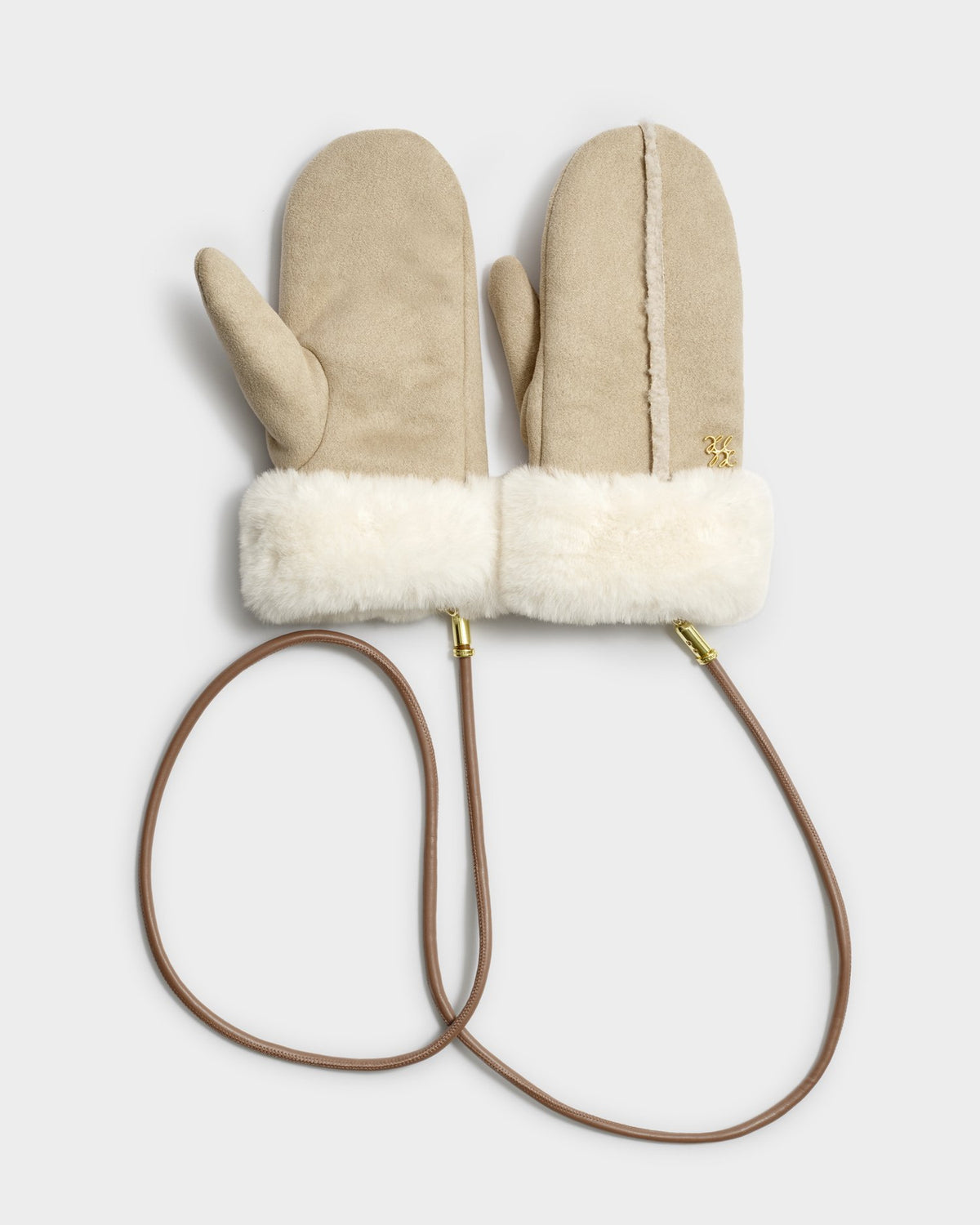 KATIE LOXTON - FAUX SUEDE Mittens/Creme - Taupe