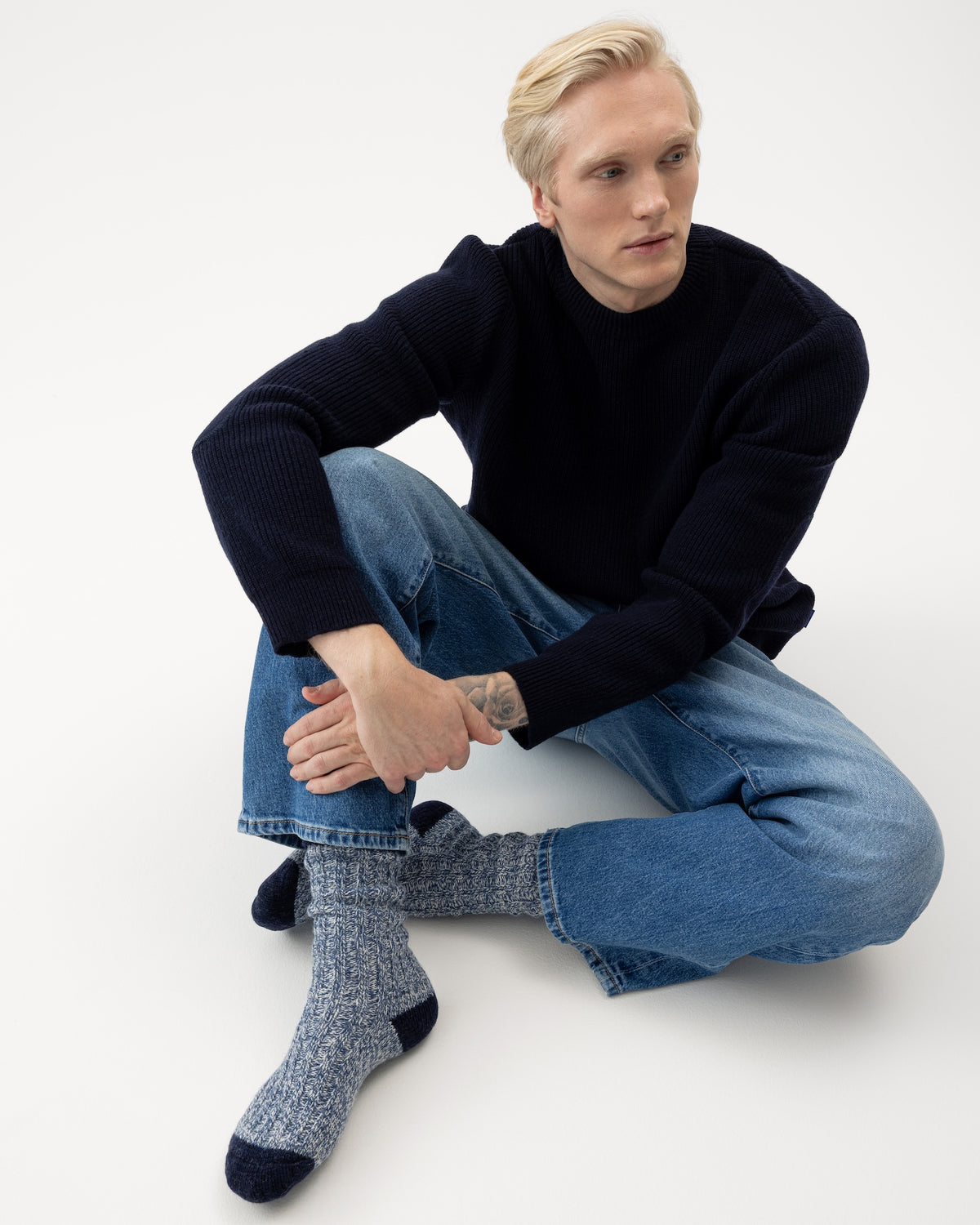 HOLEBROOK - Brommö Raggsocka - Denim Mel./Navy - Str. 41/45