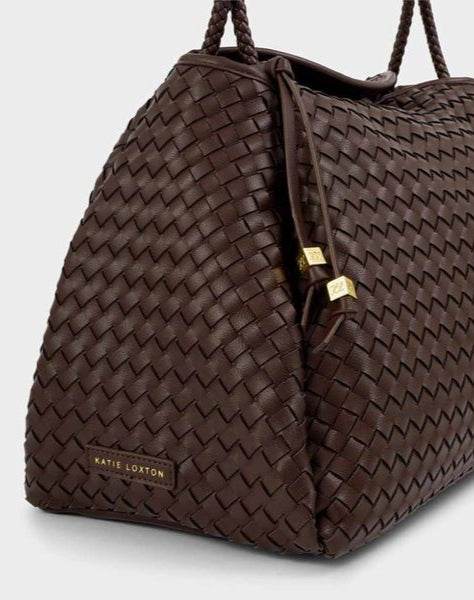 Nova hand woven large shoulder bag - Chcocolate